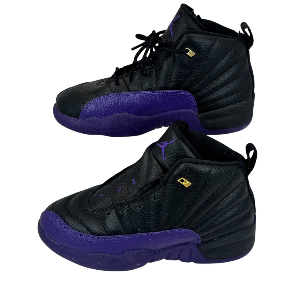 Kids Air Jordan 12 Retro Black Purple Youth‎ Size 3Y Basketball Sneakers - Picture 4 of 9